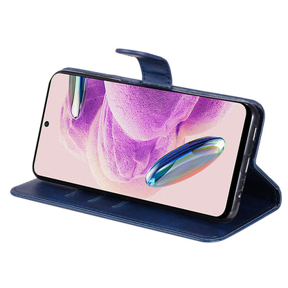 For Xiaomi Redmi Note 12S 4G Calf Texture Phone Case Stand Zipper Pocket Wallet Cover