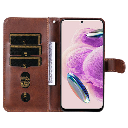 For Xiaomi Redmi Note 12S 4G Calf Texture Phone Case Stand Zipper Pocket Wallet Cover