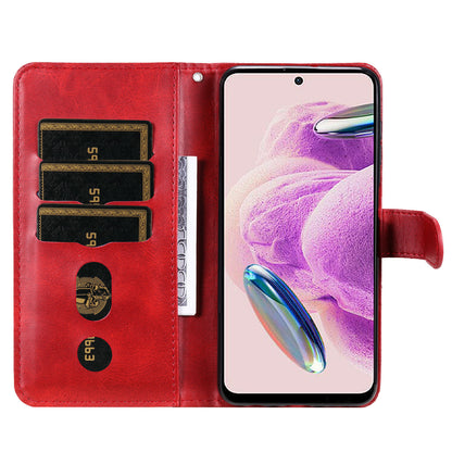 For Xiaomi Redmi Note 12S 4G Calf Texture Phone Case Stand Zipper Pocket Wallet Cover