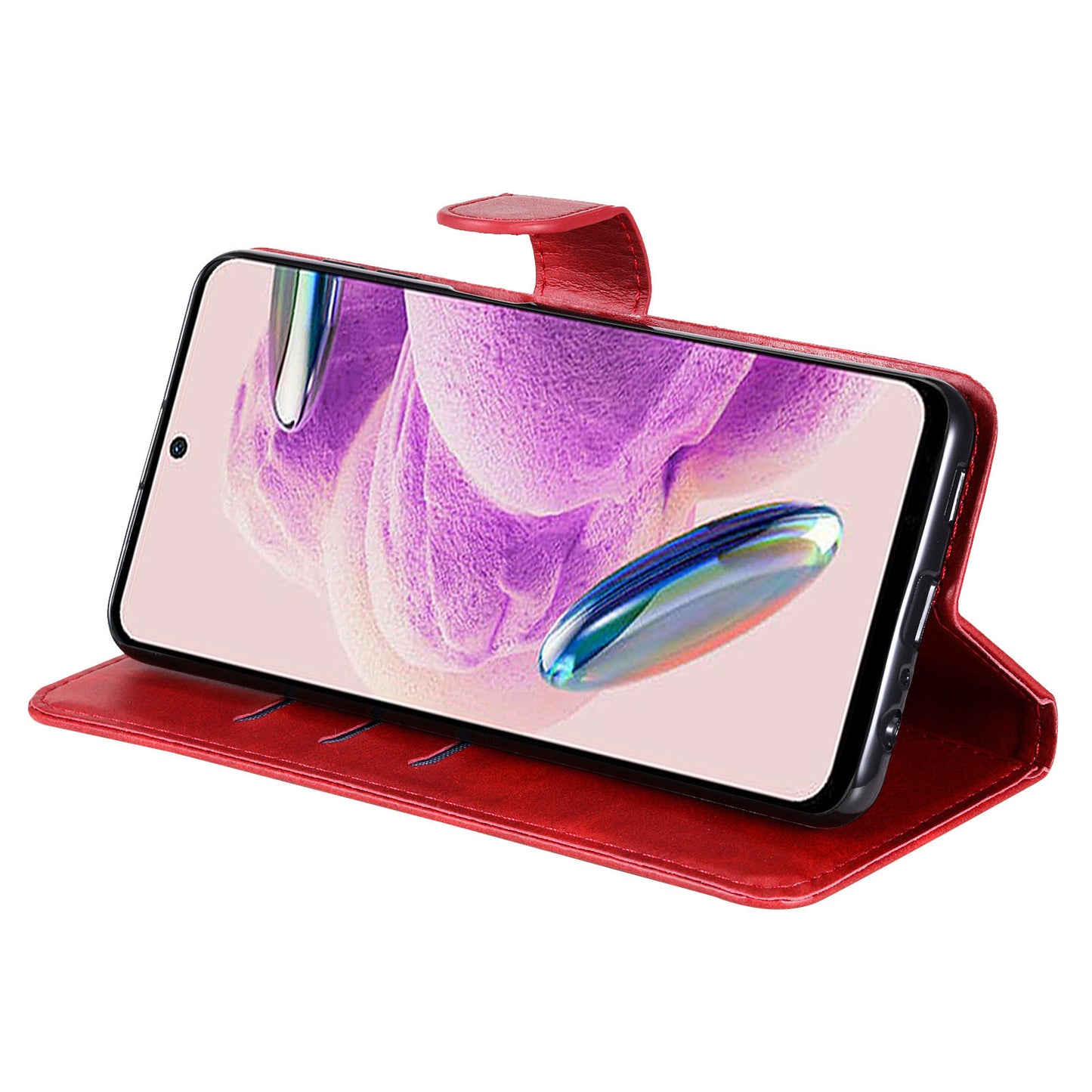 For Xiaomi Redmi Note 12S 4G Calf Texture Phone Case Stand Zipper Pocket Wallet Cover