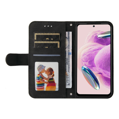 For Xiaomi Redmi Note 12S 4G Skin-touch Phone Case Imprinted Lines Stand PU Leather Wallet Cover