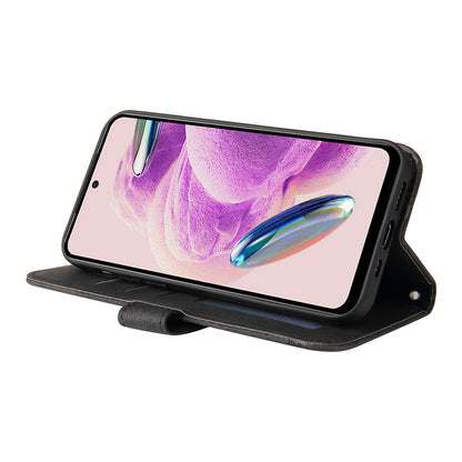 For Xiaomi Redmi Note 12S 4G Skin-touch Phone Case Imprinted Lines Stand PU Leather Wallet Cover