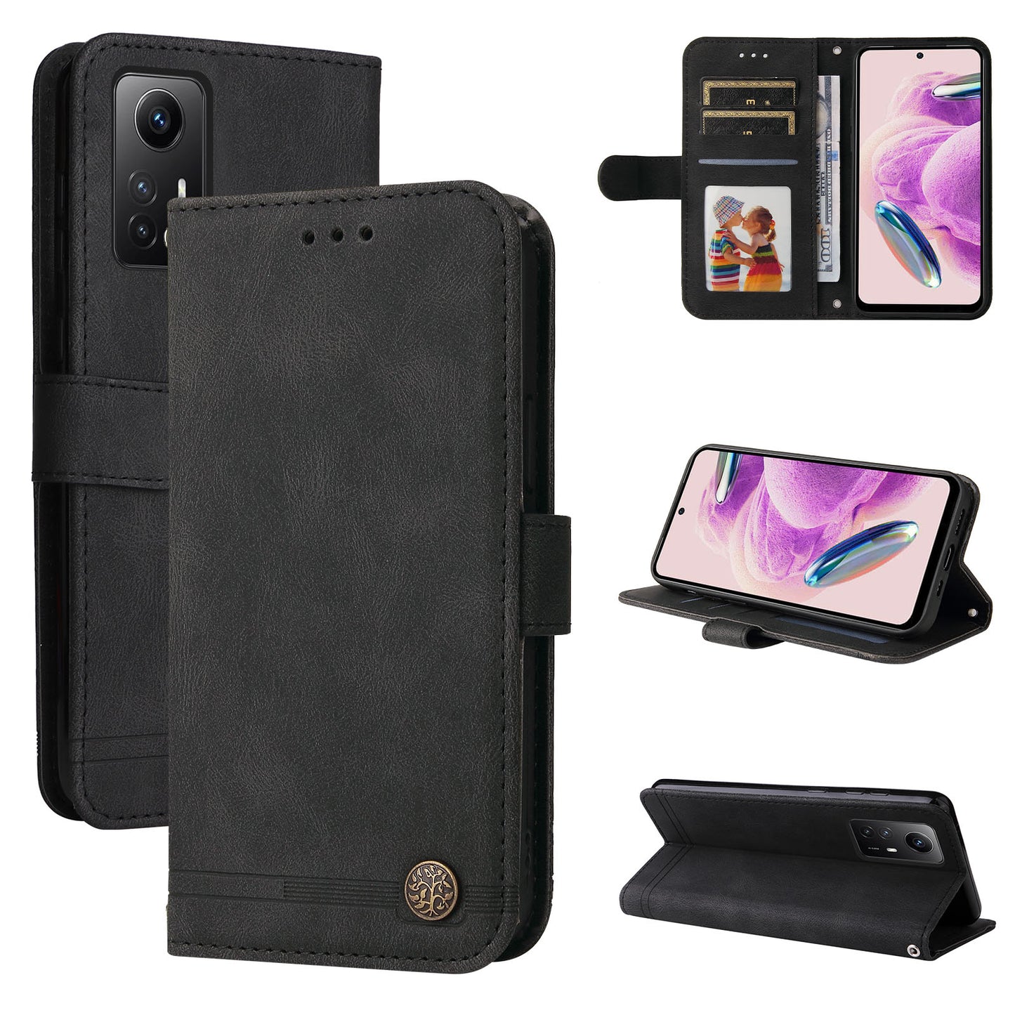 For Xiaomi Redmi Note 12S 4G Skin-touch Phone Case Imprinted Lines Stand PU Leather Wallet Cover