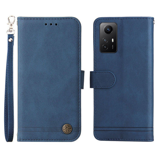For Xiaomi Redmi Note 12S 4G Skin-touch Phone Case Imprinted Lines Stand PU Leather Wallet Cover