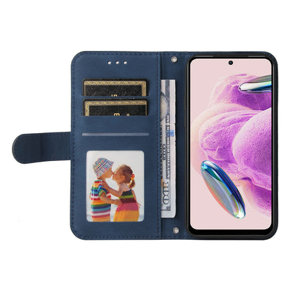 For Xiaomi Redmi Note 12S 4G Skin-touch Phone Case Imprinted Lines Stand PU Leather Wallet Cover