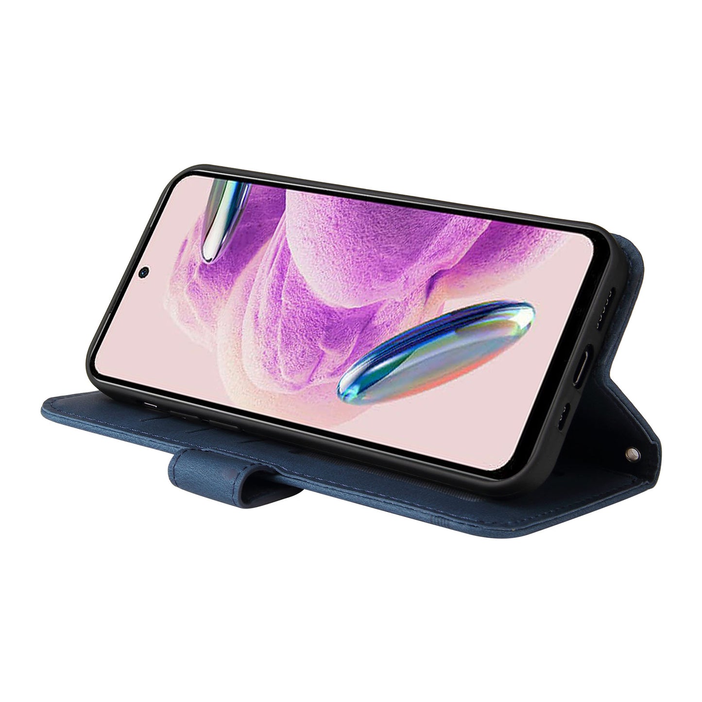 For Xiaomi Redmi Note 12S 4G Skin-touch Phone Case Imprinted Lines Stand PU Leather Wallet Cover