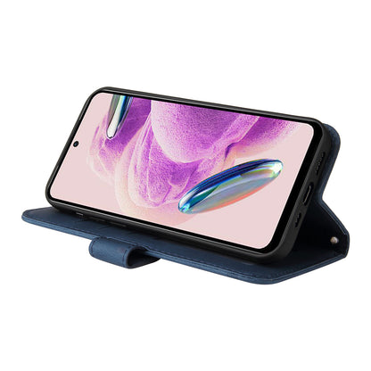 For Xiaomi Redmi Note 12S 4G Skin-touch Phone Case Imprinted Lines Stand PU Leather Wallet Cover