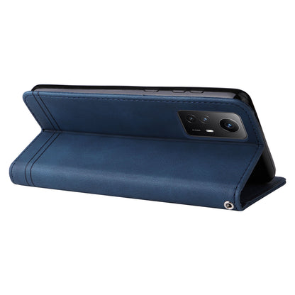 For Xiaomi Redmi Note 12S 4G Skin-touch Phone Case Imprinted Lines Stand PU Leather Wallet Cover