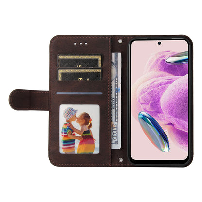For Xiaomi Redmi Note 12S 4G Skin-touch Phone Case Imprinted Lines Stand PU Leather Wallet Cover