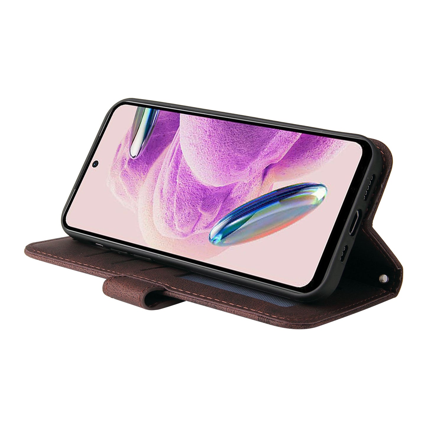 For Xiaomi Redmi Note 12S 4G Skin-touch Phone Case Imprinted Lines Stand PU Leather Wallet Cover