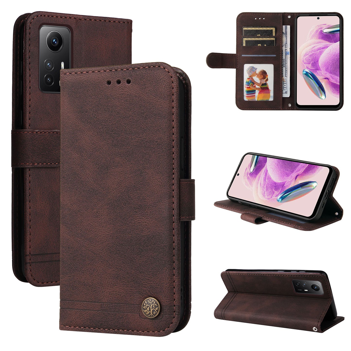 For Xiaomi Redmi Note 12S 4G Skin-touch Phone Case Imprinted Lines Stand PU Leather Wallet Cover