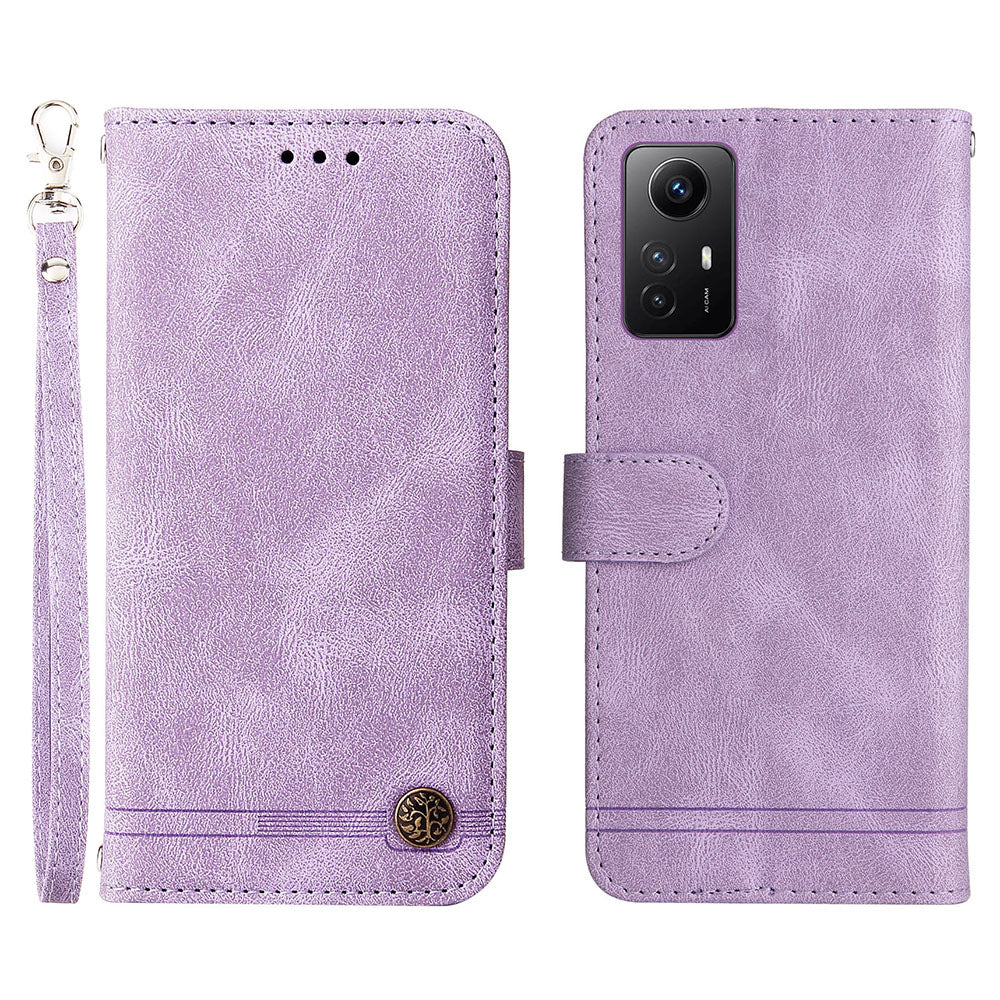 For Xiaomi Redmi Note 12S 4G Skin-touch Phone Case Imprinted Lines Stand PU Leather Wallet Cover