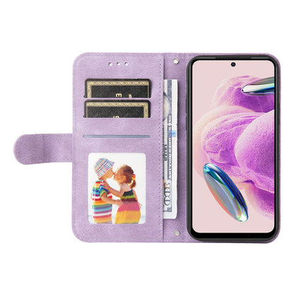 For Xiaomi Redmi Note 12S 4G Skin-touch Phone Case Imprinted Lines Stand PU Leather Wallet Cover