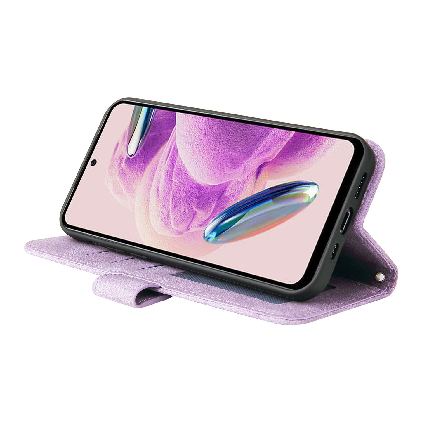 For Xiaomi Redmi Note 12S 4G Skin-touch Phone Case Imprinted Lines Stand PU Leather Wallet Cover