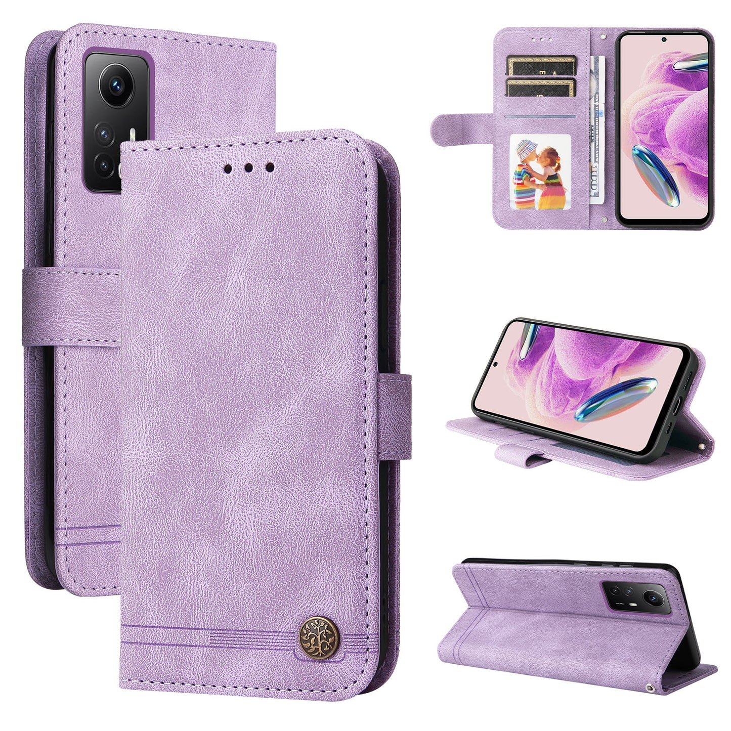 For Xiaomi Redmi Note 12S 4G Skin-touch Phone Case Imprinted Lines Stand PU Leather Wallet Cover