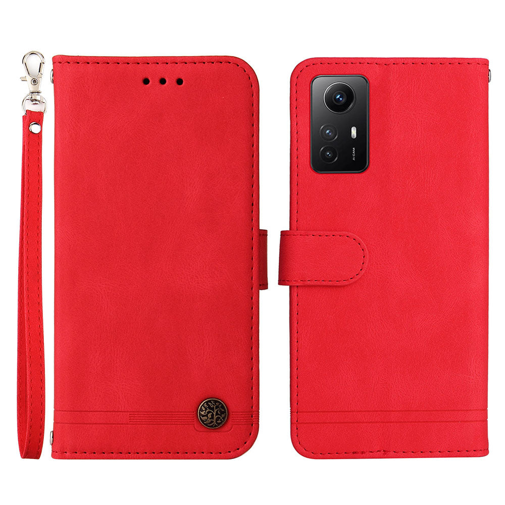 For Xiaomi Redmi Note 12S 4G Skin-touch Phone Case Imprinted Lines Stand PU Leather Wallet Cover