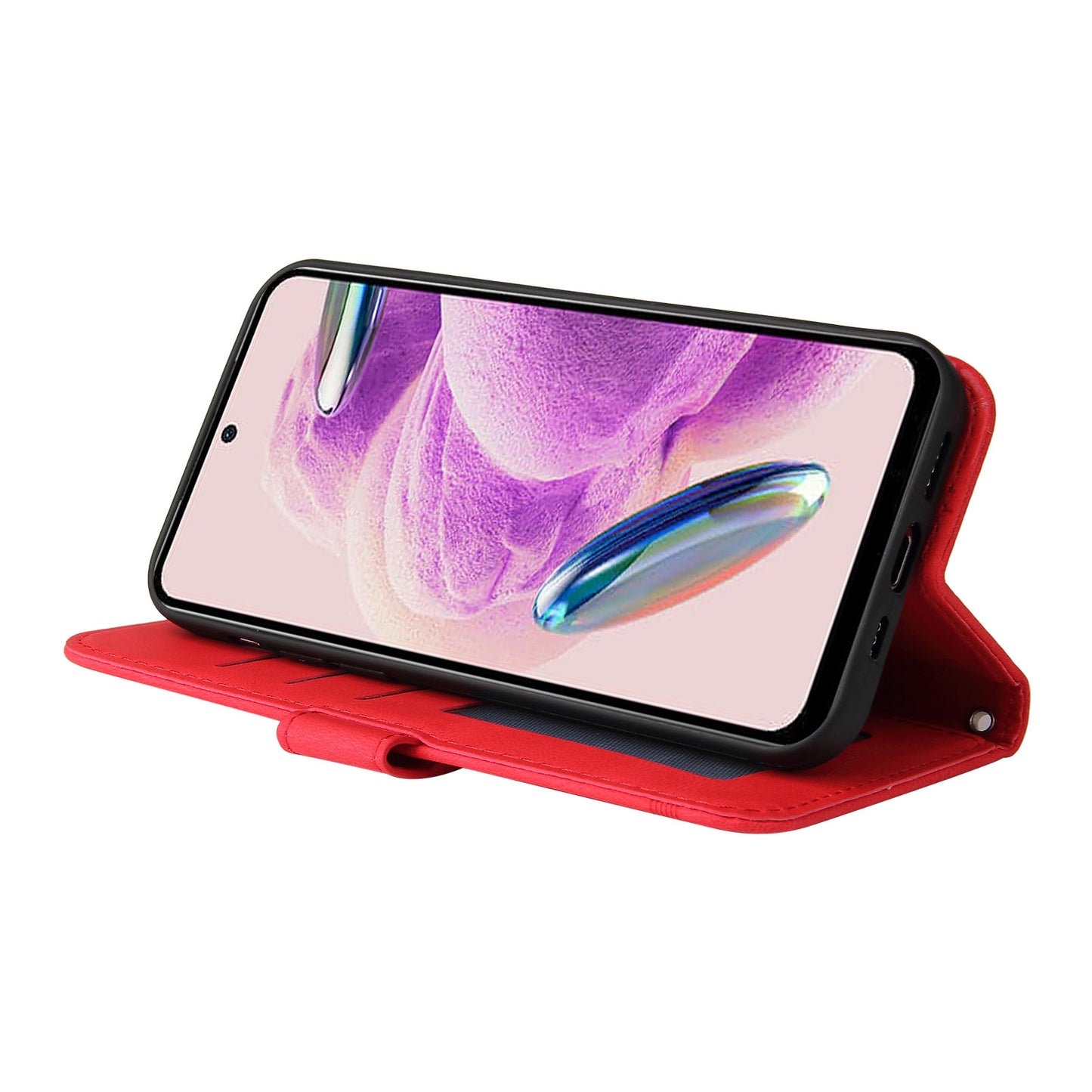 For Xiaomi Redmi Note 12S 4G Skin-touch Phone Case Imprinted Lines Stand PU Leather Wallet Cover