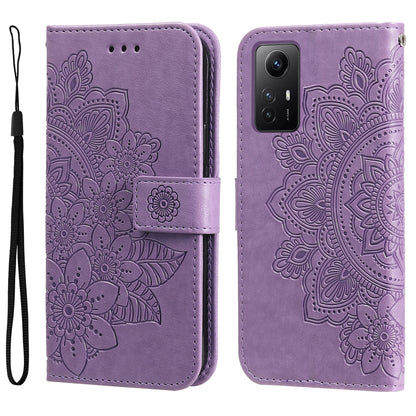 For Xiaomi Redmi Note 12S 4G Anti-Dust PU Leather Cover Flower Imprinting Phone Stand Wallet Phone Case