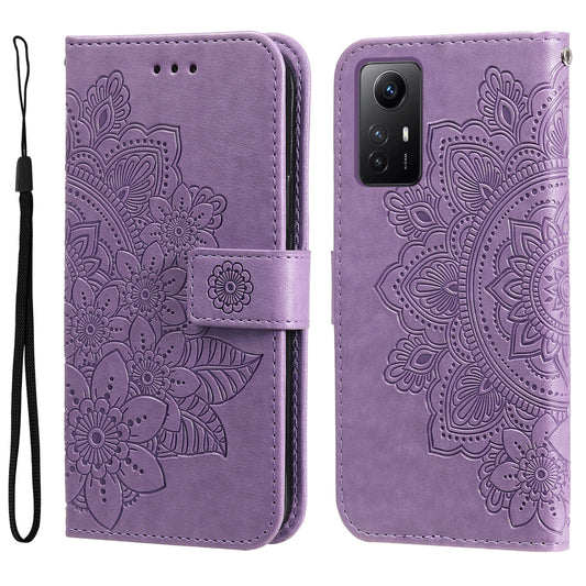 For Xiaomi Redmi Note 12S 4G Anti-Dust PU Leather Cover Flower Imprinting Phone Stand Wallet Phone Case