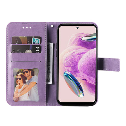 For Xiaomi Redmi Note 12S 4G Anti-Dust PU Leather Cover Flower Imprinting Phone Stand Wallet Phone Case