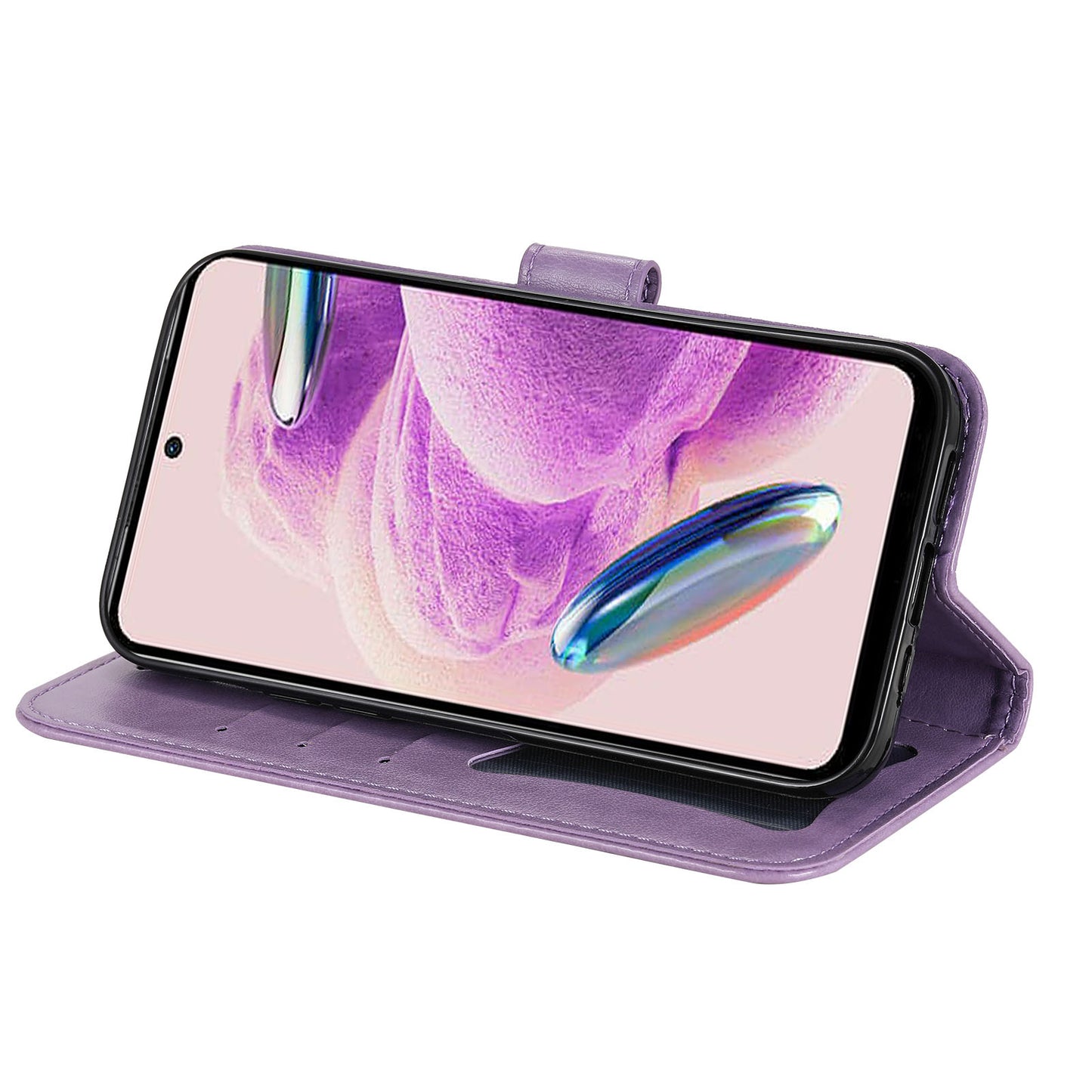 For Xiaomi Redmi Note 12S 4G Anti-Dust PU Leather Cover Flower Imprinting Phone Stand Wallet Phone Case