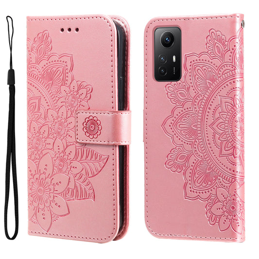 For Xiaomi Redmi Note 12S 4G Anti-Dust PU Leather Cover Flower Imprinting Phone Stand Wallet Phone Case
