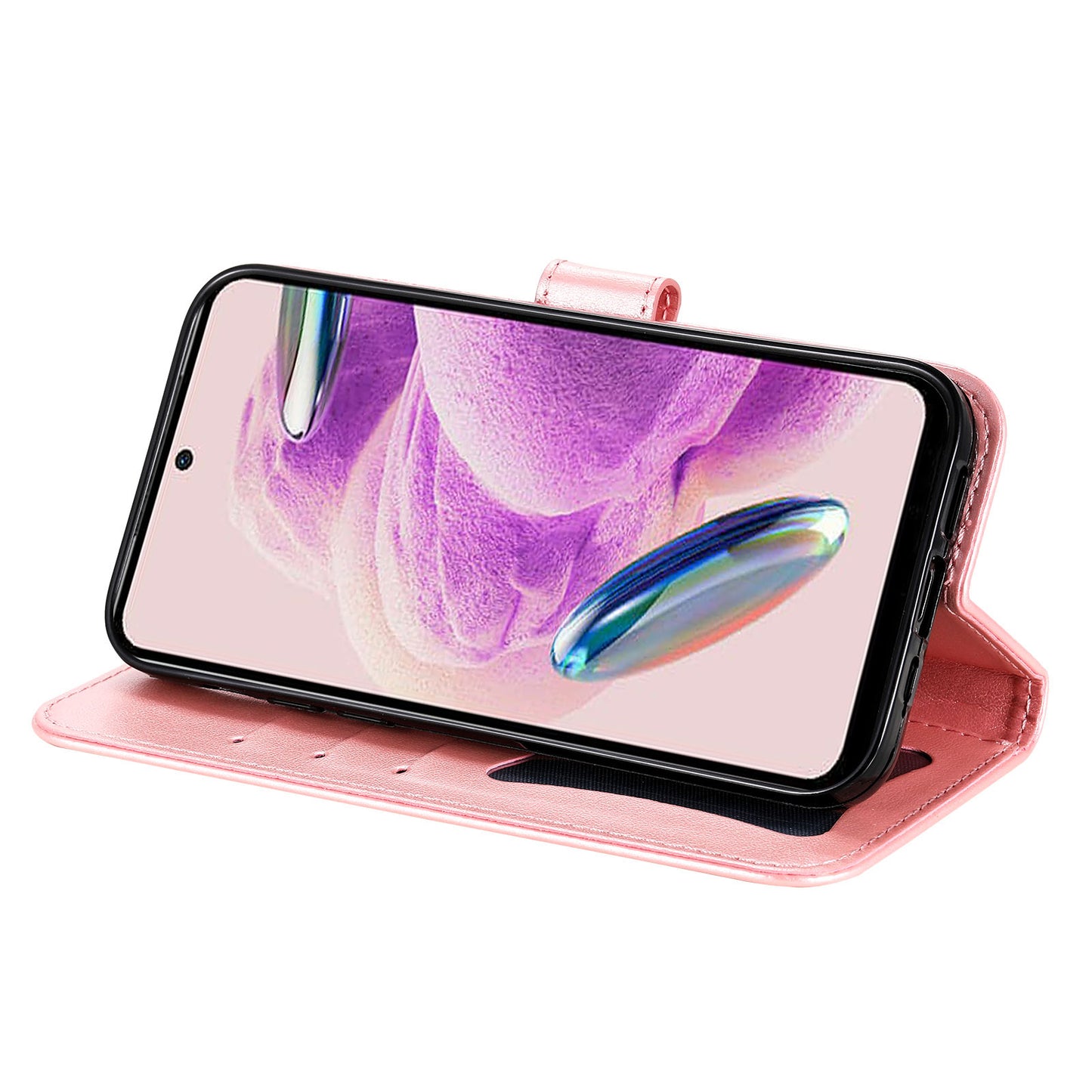 For Xiaomi Redmi Note 12S 4G Anti-Dust PU Leather Cover Flower Imprinting Phone Stand Wallet Phone Case