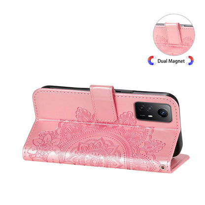 For Xiaomi Redmi Note 12S 4G Anti-Dust PU Leather Cover Flower Imprinting Phone Stand Wallet Phone Case
