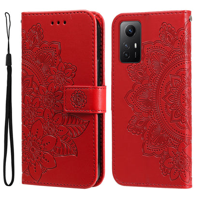 For Xiaomi Redmi Note 12S 4G Anti-Dust PU Leather Cover Flower Imprinting Phone Stand Wallet Phone Case
