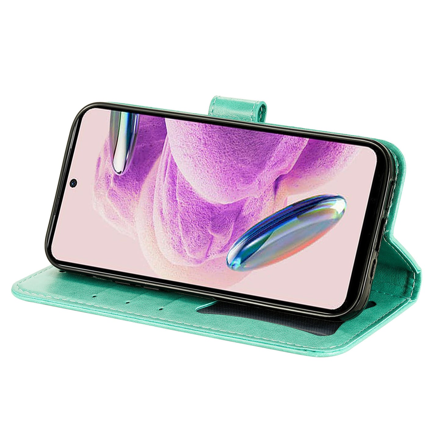 For Xiaomi Redmi Note 12S 4G Anti-Dust PU Leather Cover Flower Imprinting Phone Stand Wallet Phone Case