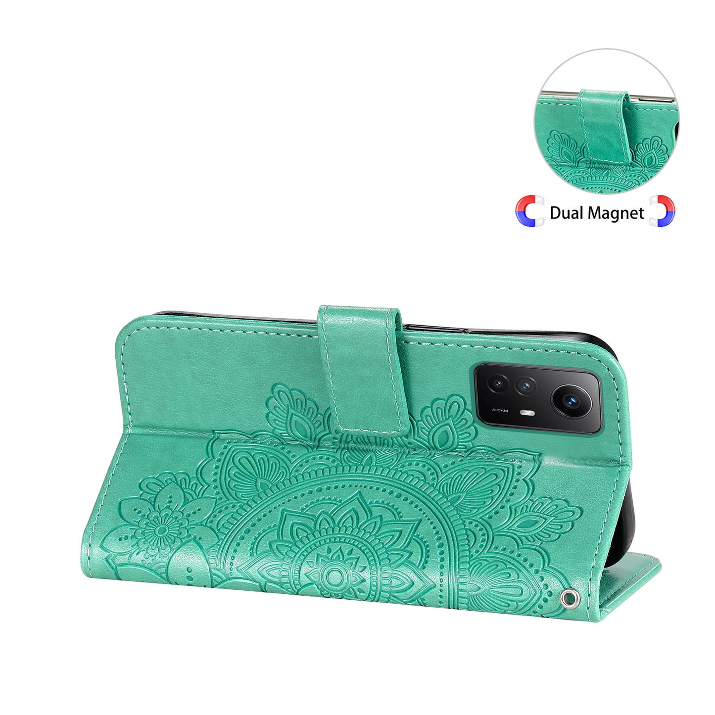 For Xiaomi Redmi Note 12S 4G Anti-Dust PU Leather Cover Flower Imprinting Phone Stand Wallet Phone Case