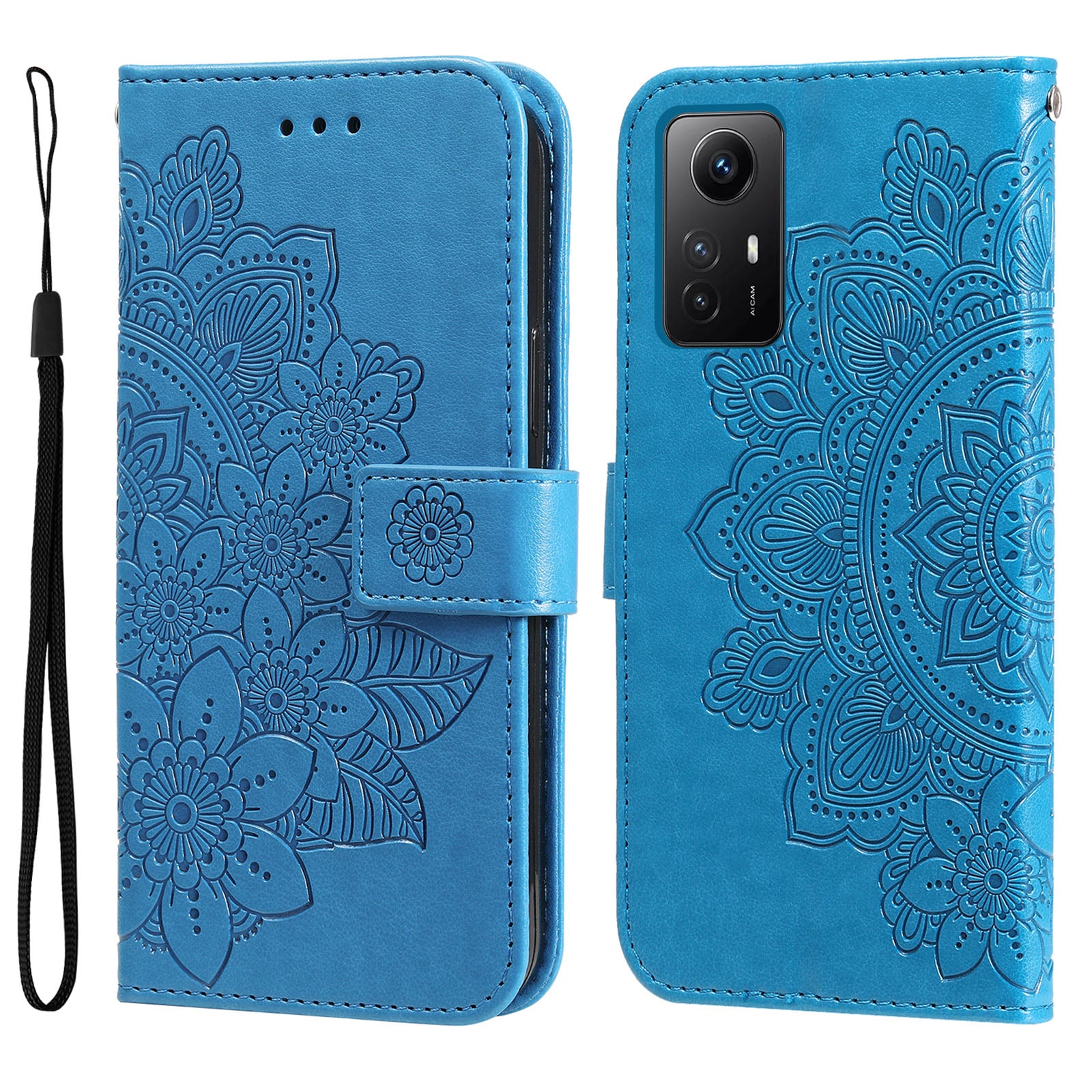 For Xiaomi Redmi Note 12S 4G Anti-Dust PU Leather Cover Flower Imprinting Phone Stand Wallet Phone Case