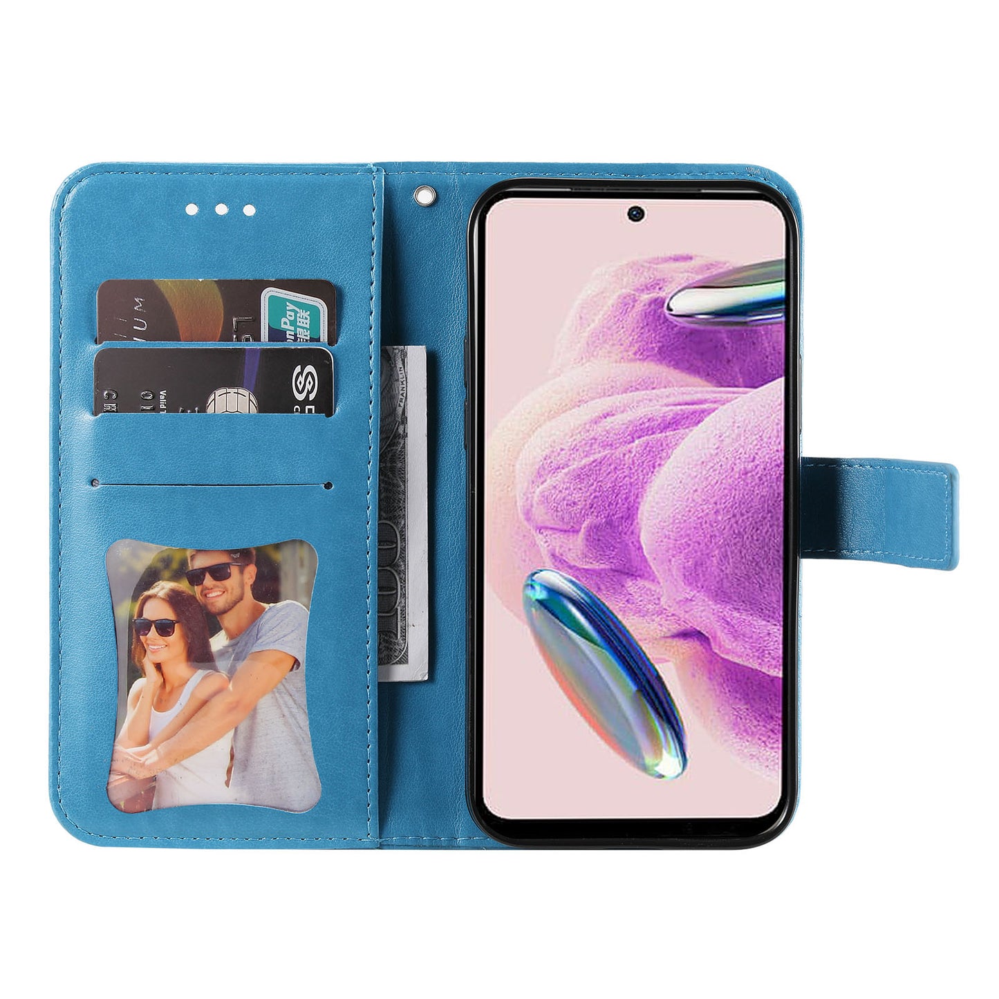 For Xiaomi Redmi Note 12S 4G Anti-Dust PU Leather Cover Flower Imprinting Phone Stand Wallet Phone Case