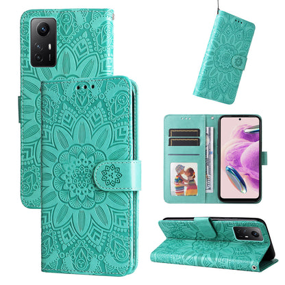 For Xiaomi Redmi Note 12S 4G Anti-Dust PU Leather Flip Phone Case Imprinted Sunflower Stand Wallet Cover