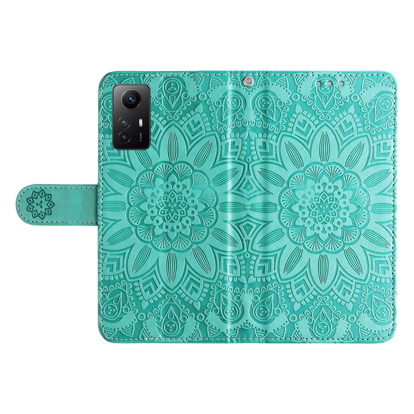 For Xiaomi Redmi Note 12S 4G Anti-Dust PU Leather Flip Phone Case Imprinted Sunflower Stand Wallet Cover