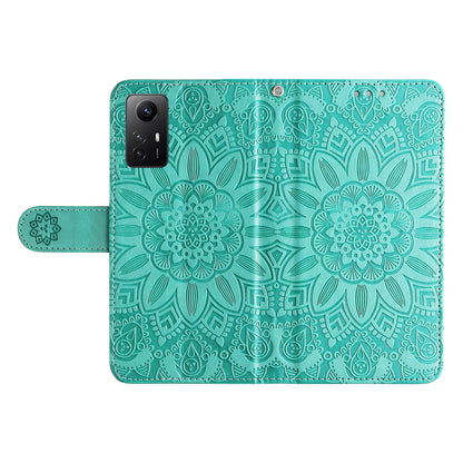 For Xiaomi Redmi Note 12S 4G Anti-Dust PU Leather Flip Phone Case Imprinted Sunflower Stand Wallet Cover