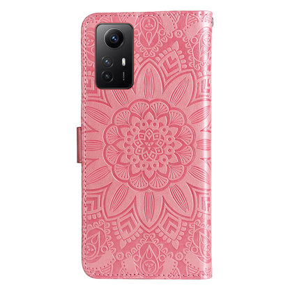 For Xiaomi Redmi Note 12S 4G Anti-Dust PU Leather Flip Phone Case Imprinted Sunflower Stand Wallet Cover