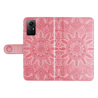 For Xiaomi Redmi Note 12S 4G Anti-Dust PU Leather Flip Phone Case Imprinted Sunflower Stand Wallet Cover
