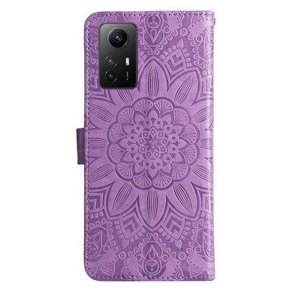 For Xiaomi Redmi Note 12S 4G Anti-Dust PU Leather Flip Phone Case Imprinted Sunflower Stand Wallet Cover