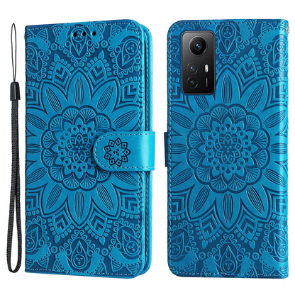 For Xiaomi Redmi Note 12S 4G Anti-Dust PU Leather Flip Phone Case Imprinted Sunflower Stand Wallet Cover