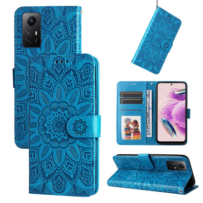 For Xiaomi Redmi Note 12S 4G Anti-Dust PU Leather Flip Phone Case Imprinted Sunflower Stand Wallet Cover