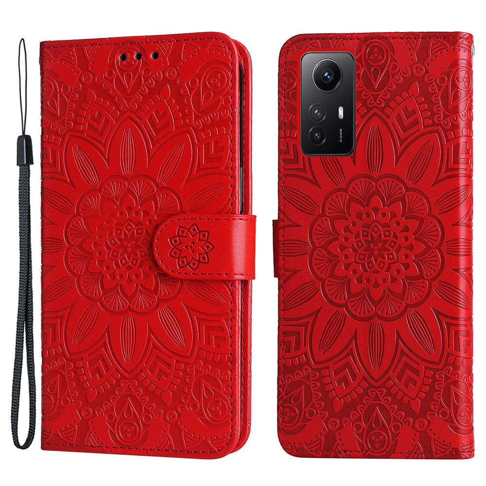 For Xiaomi Redmi Note 12S 4G Anti-Dust PU Leather Flip Phone Case Imprinted Sunflower Stand Wallet Cover