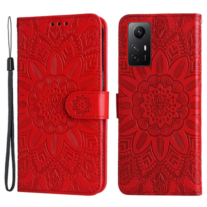 For Xiaomi Redmi Note 12S 4G Anti-Dust PU Leather Flip Phone Case Imprinted Sunflower Stand Wallet Cover