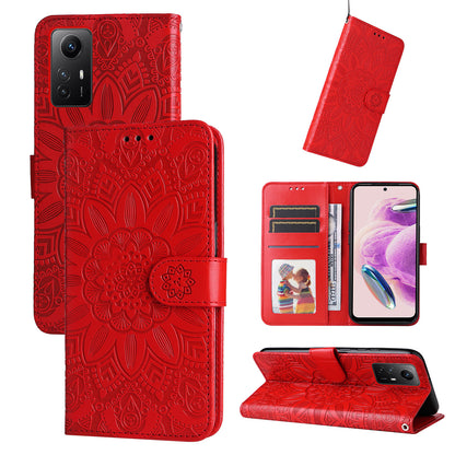 For Xiaomi Redmi Note 12S 4G Anti-Dust PU Leather Flip Phone Case Imprinted Sunflower Stand Wallet Cover