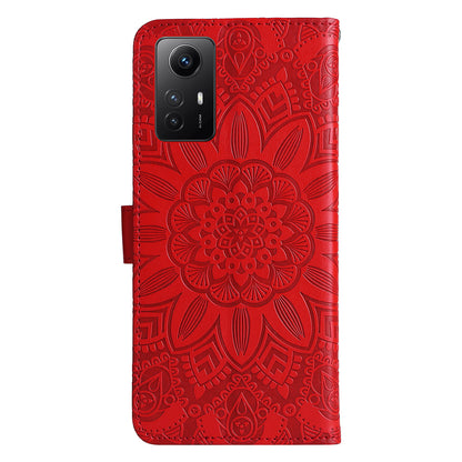 For Xiaomi Redmi Note 12S 4G Anti-Dust PU Leather Flip Phone Case Imprinted Sunflower Stand Wallet Cover