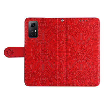 For Xiaomi Redmi Note 12S 4G Anti-Dust PU Leather Flip Phone Case Imprinted Sunflower Stand Wallet Cover