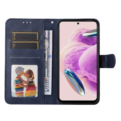 For Xiaomi Redmi Note 12S 4G Anti-Scratch PU Leather Wallet Cover Calf Texture Stand Case with Strap