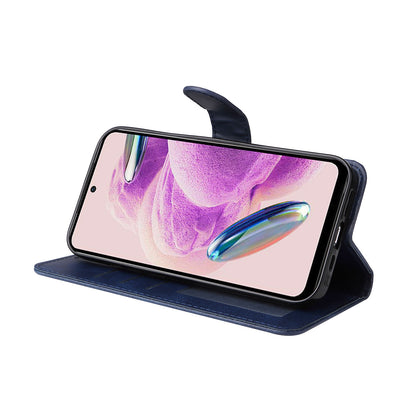For Xiaomi Redmi Note 12S 4G Anti-Scratch PU Leather Wallet Cover Calf Texture Stand Case with Strap
