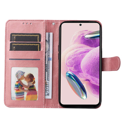 For Xiaomi Redmi Note 12S 4G Anti-Scratch PU Leather Wallet Cover Calf Texture Stand Case with Strap