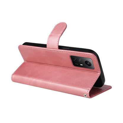 For Xiaomi Redmi Note 12S 4G Anti-Scratch PU Leather Wallet Cover Calf Texture Stand Case with Strap